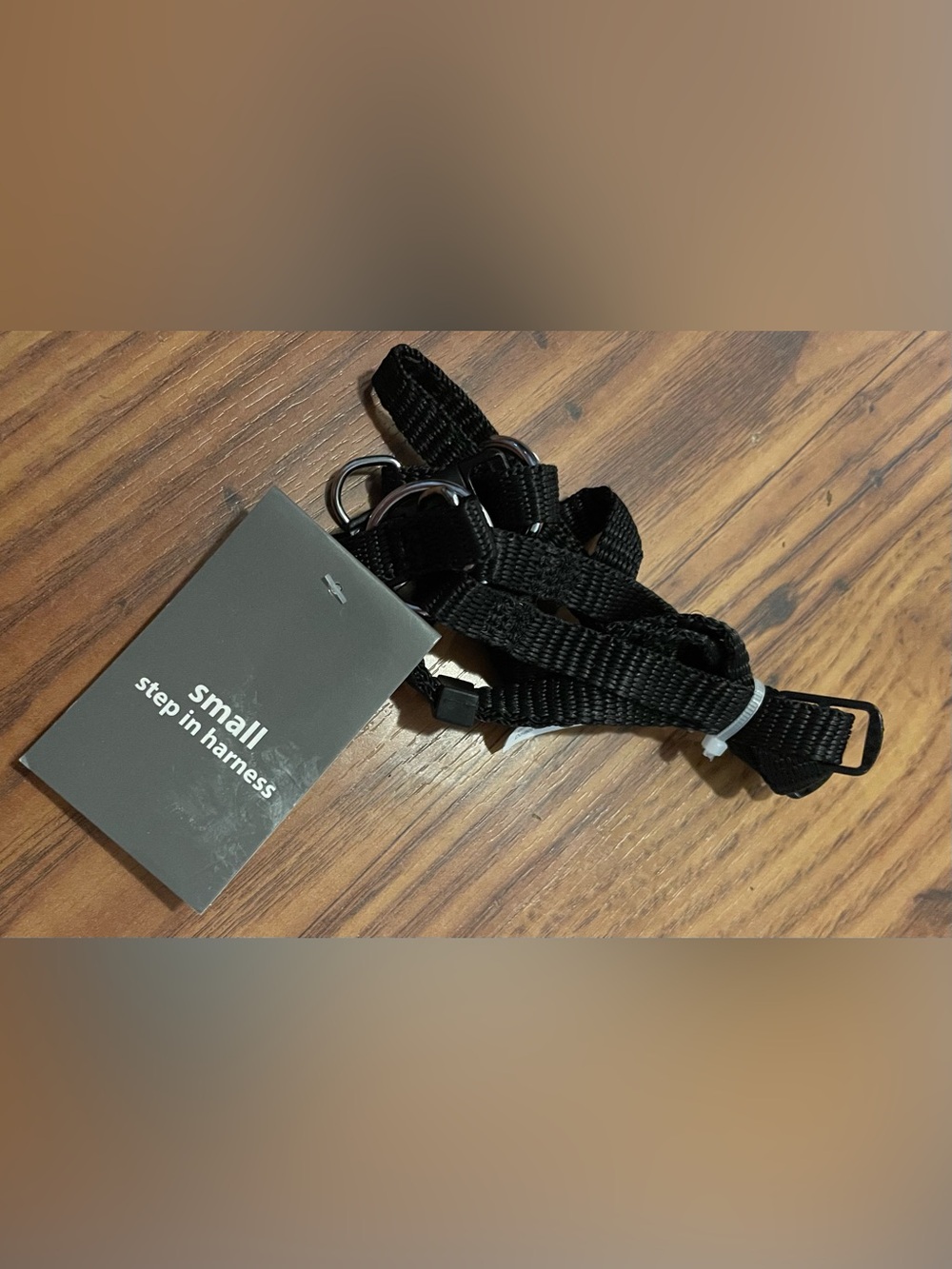 Black pet harness nylon straps metal D ring adjustable size small new